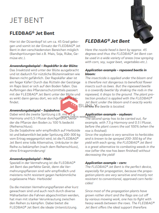 FLEDBAG Jet Bent | Đầu phun cong 45° �?Phun chính xác và an toàn cho cây trồng có hoa